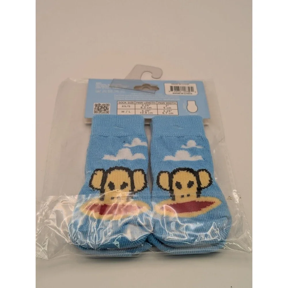 Paul Frank Julius Monkey Doggy Socks Perri's Print Blue Cloud Medium Large NWT